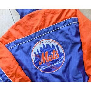 New York Mets 90s G-III puffer jacket hood 2Xl blue orange MLB baseball vintage